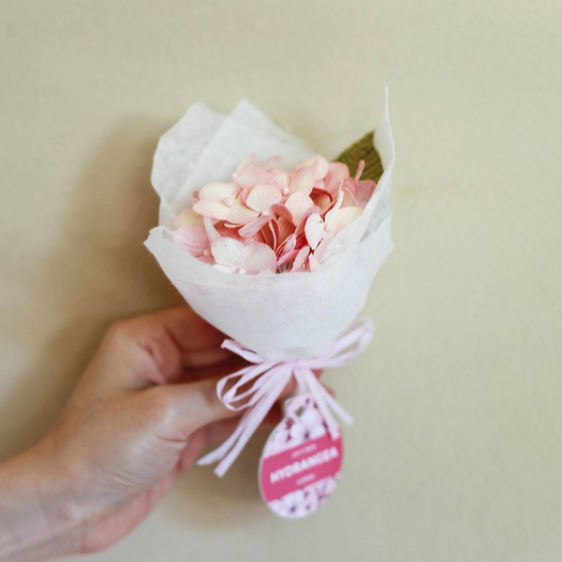 ช่อดอกไม้ขนาดจิ๋ว ไฮเดรนเยียสีชมพู - ตกแต่งต้นไม้ - กระดาษ สึชมพู