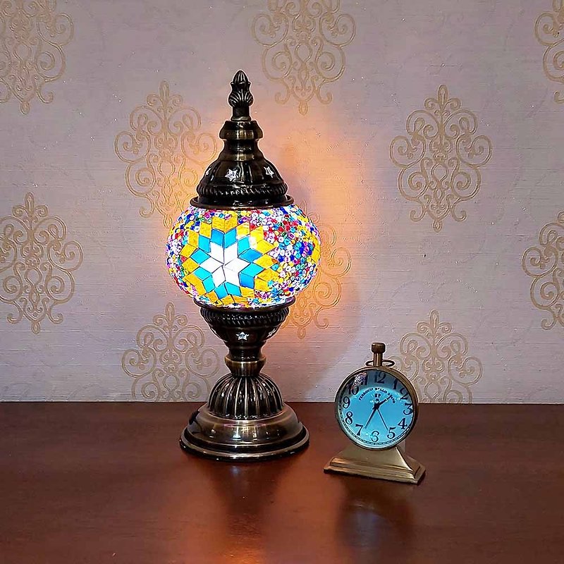 【DREAM LIGHTS】Turkish style mosaic collage small table lamp thick glass mosaic table lamp - Lighting - Colored Glass Multicolor