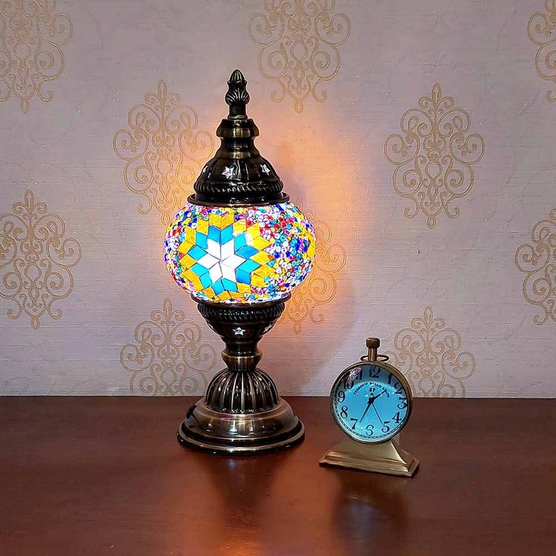 【DREAM LIGHTS】Turkish style mosaic collage small table lamp thick glass mosaic table lamp - Lighting - Colored Glass Multicolor