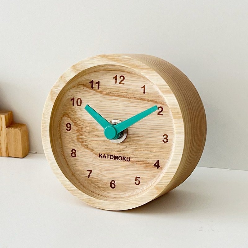 KATOMOKU mini clock 2 Ash Limited edition km-125 light green made in Japan - Clocks - Wood Green