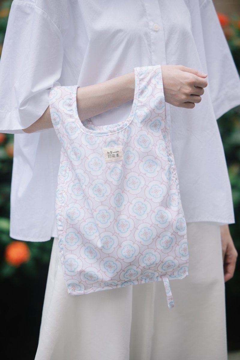 可收捲小背心袋/海棠3號/幻想粉藍 - 手提包/手提袋 - 棉．麻 多色