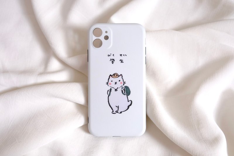 小學生貓咪 霧面手機殼 - 手機殼/手機套 - 塑膠 白色