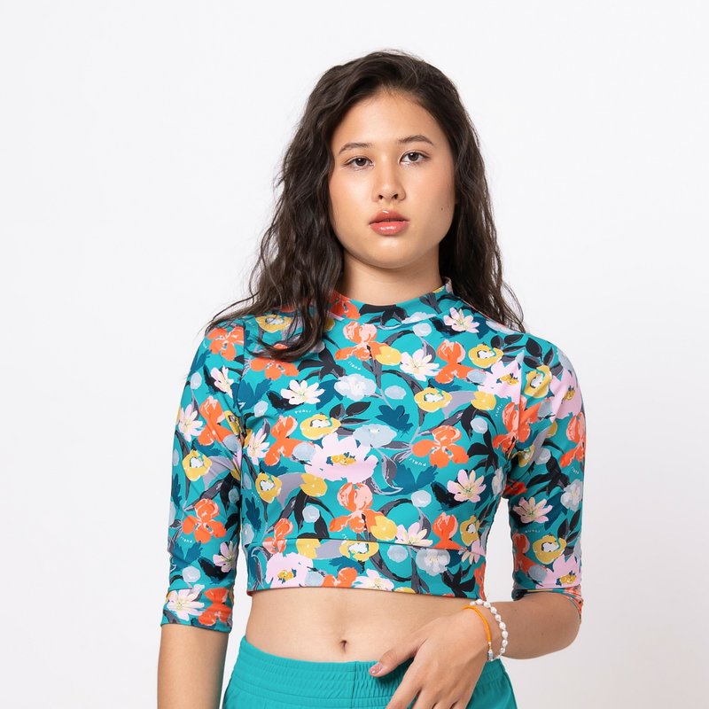 FIORI VIRIDIAN CROPPED 3/4 SLEEVED TOP - Women's Swimwear - Other Materials 