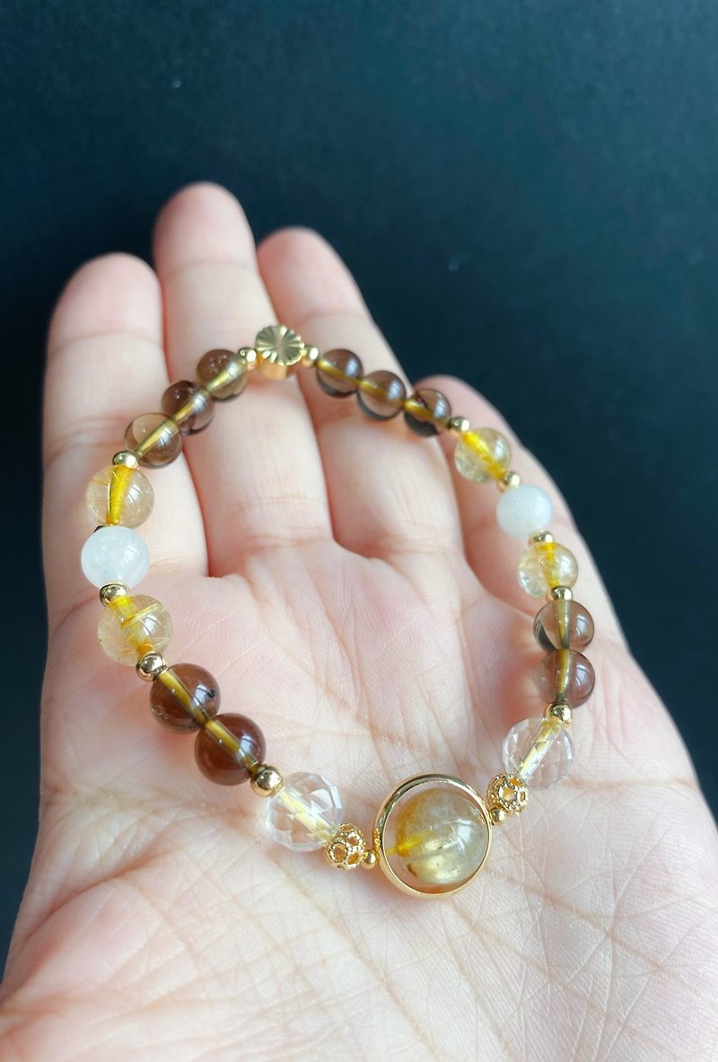 Mother's Day Titanium Crystal White Crystal Citrine Lucky and Healthy Design Bracelet Gift Natural Stone - Bracelets - Crystal Gold