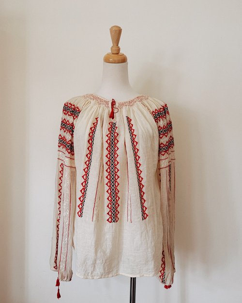 Vintage Romania blouse Romanian antique embroidery top - Shop