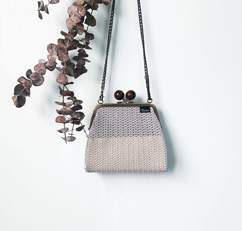 gray square clasp frame bag/with chain/ cosmetic bag - Clutch Bags - Cotton & Hemp Gray