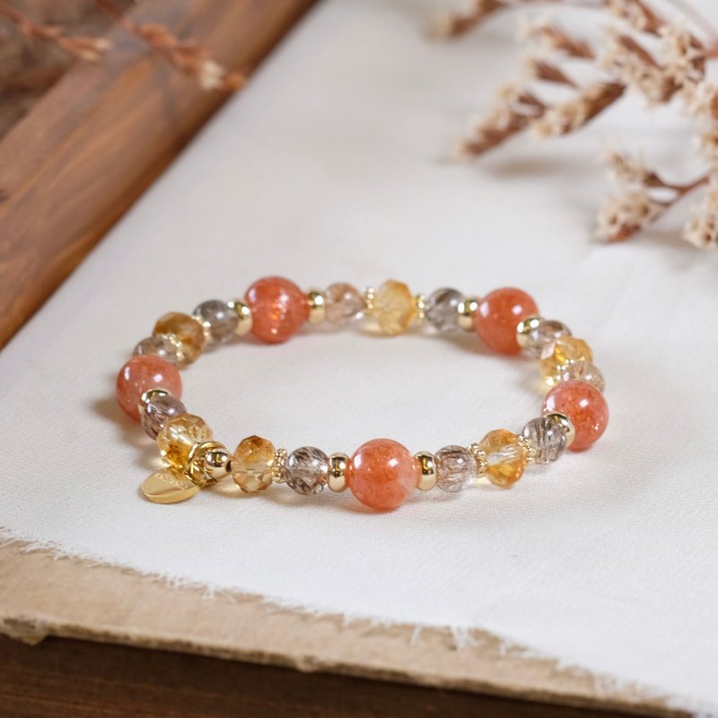 Gold Stone Black Gold Super Seven Citrine Bracelet Natural Ore Crystal - Bracelets - Crystal Orange