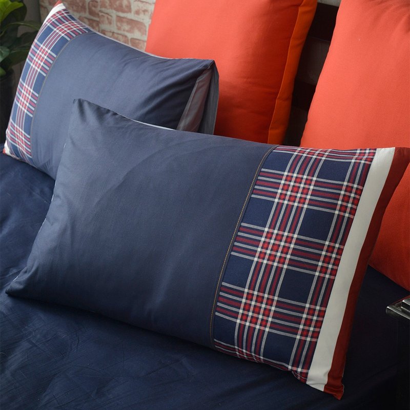 Caliphil top quality combed American cotton pillowcase/Made in Taiwan/London - Pillows & Cushions - Cotton & Hemp Blue