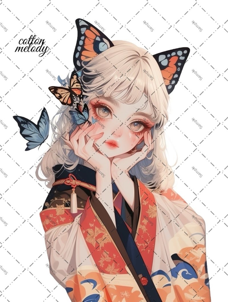 original sticker no.1873 人物ステッカー オリジナルステッカー オリジナル人物ステッカー 装飾ステッカー cotton melody - 貼紙 - 紙 