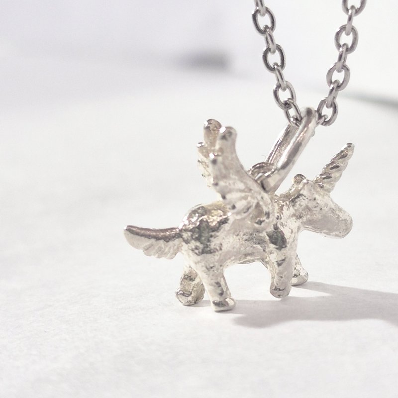 【比法一生】純銀墜子-夢幻獨角獸  純銀925手作飾品 - 項鍊 - 銀 銀色