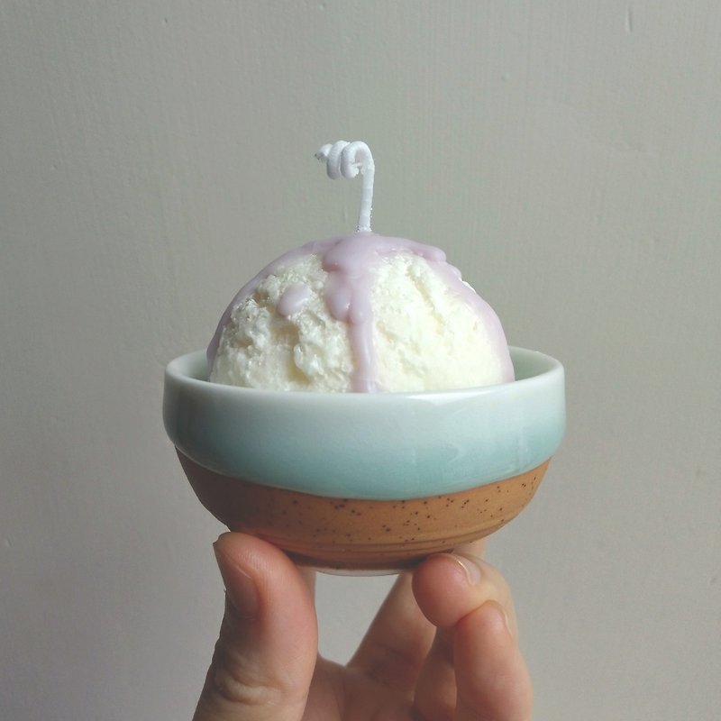 アイスクリームアイスクリームの形|天然エッセンシャルオイルの香り大豆キャンドルラベンダー|誕生日の結婚式の小さなもの - キャンドル・燭台 - 蝋 パープル