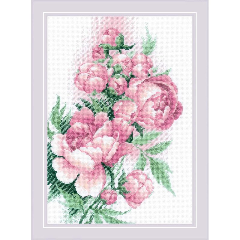 2138 - RIOLIS Cross Stitch Material Pack - Blooming Peonies - Knitting, Embroidery, Felted Wool & Sewing - Other Materials 