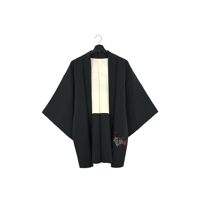 グリーン・ジャパンに戻ってきた羽織り刺繍染色スクワット/ヴィンテージ着物 - ジャケット - シルク・絹 
