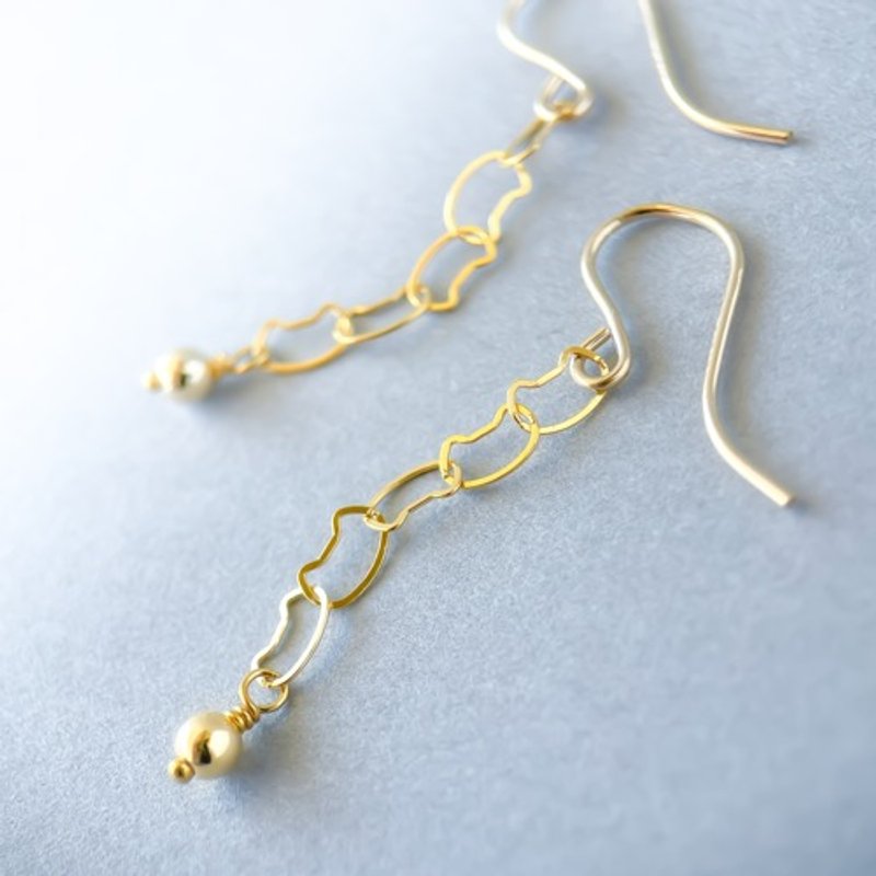 Cat chain earrings　14kgf - ต่างหู - โลหะ สีทอง