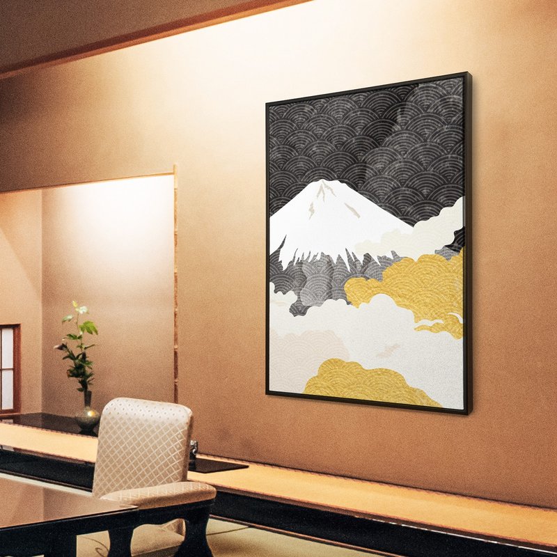 雲氣迷漫的富士山III-日式掛畫/臥室/玄關/雅緻/辦公室/浮世/無印 - 海報/掛畫/掛布 - 棉．麻 多色