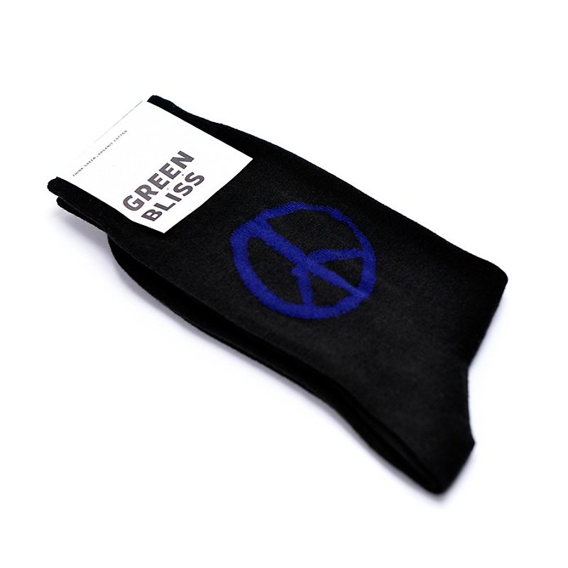 Organic Cotton Socks - Joint Series Peace Black (Black) Medium Stockings (Men/Female) - ถุงเท้า - ผ้าฝ้าย/ผ้าลินิน สีดำ