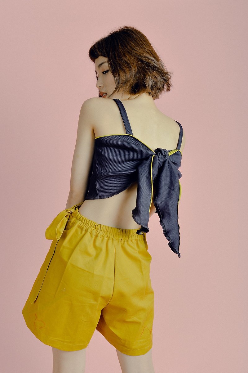 Highestjump ribbon skirt (Yellow) - 裙子/長裙 - 棉．麻 黃色