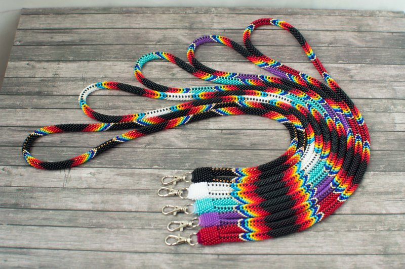 Native style beaded breakaway options lanyard - Lanyards & Straps - Glass 