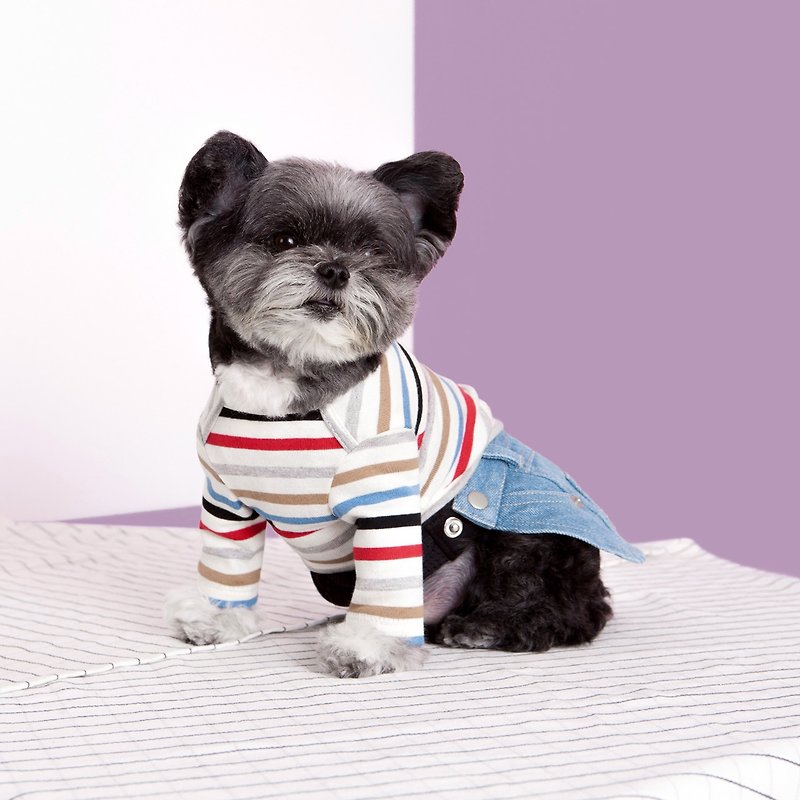 #bff 彩色條紋T恤 - 寵物衣服 - 棉．麻 多色