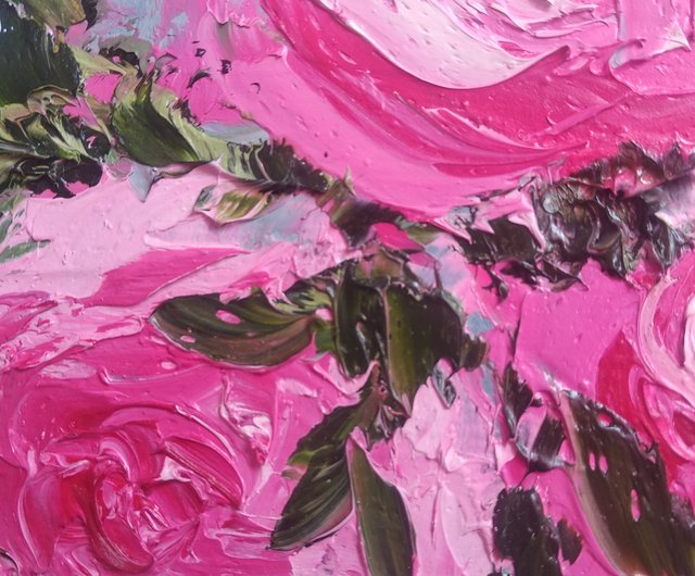 バラの絵。オリジナルアート。花の抽象絵画。インパスト絵画