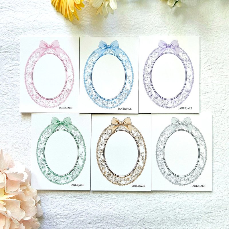 Lovely Ribbon Flower Frame Memo - สติกเกอร์ - กระดาษ 