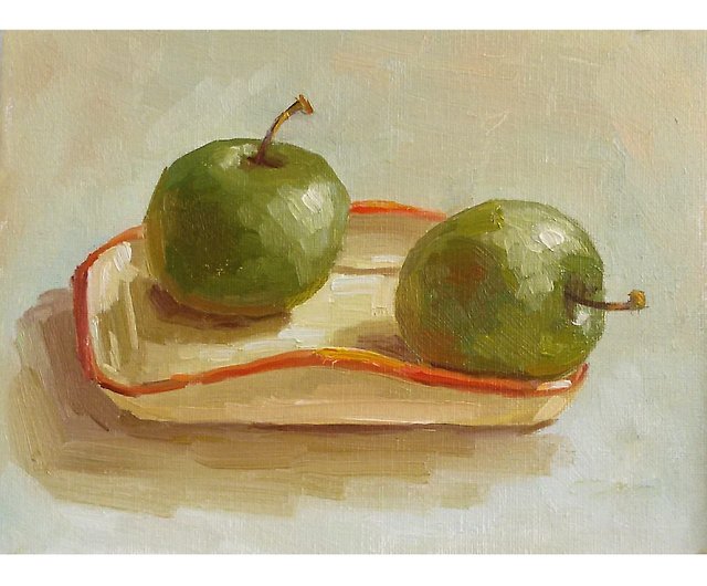 りんごの絵画フルーツの元の芸術小さいオイルのアートワークのフルーツ