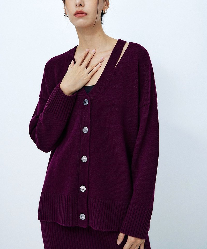 V-neck unisex cardigan - Women's Sweaters - Wool Multicolor