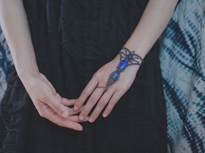 | MC |青金石拉長石紫水晶手環 bracelet 波西米亞風 蠟線編織 - 手鍊/手鐲 - 半寶石 