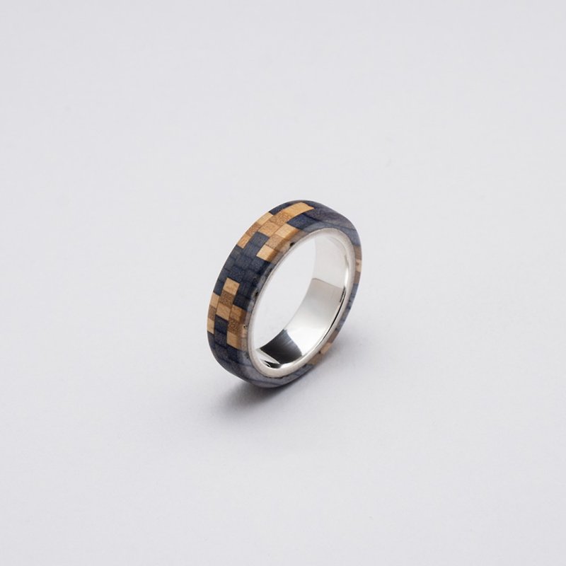 Send wood style ring R0409003 - แหวนทั่วไป - ไม้ สีน้ำเงิน