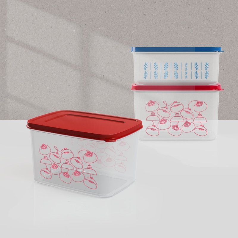 【100%香港製造系列】長方形食物盒套裝 - 便當盒/食物袋 - 塑膠 藍色