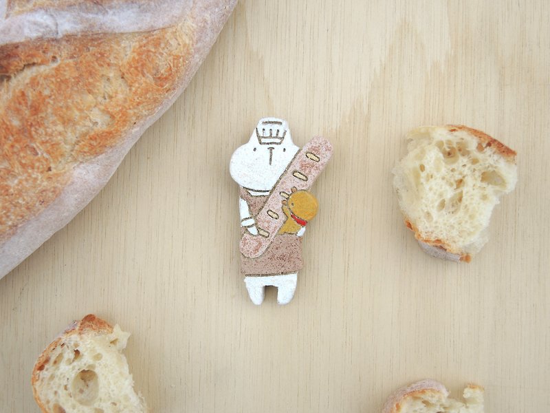 bakery cat - brooch - Brooches - Pottery Multicolor