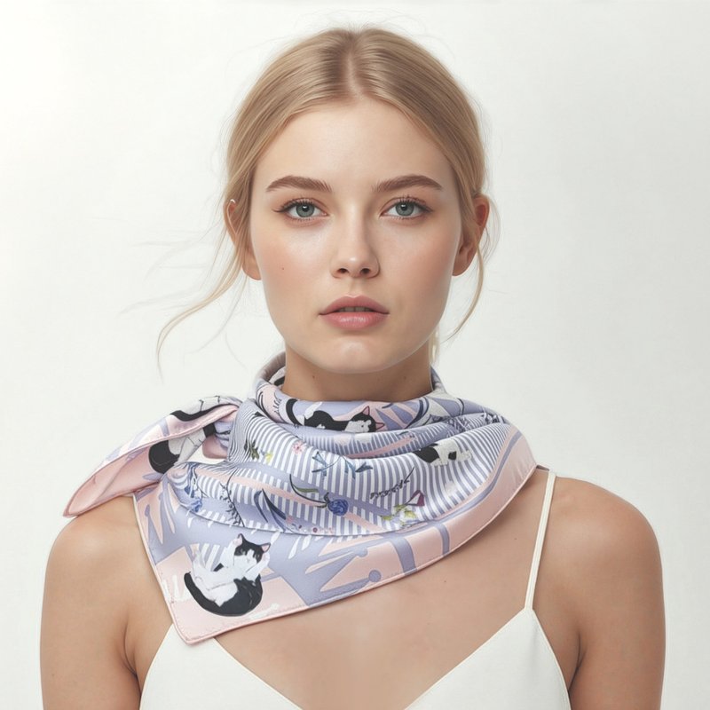 波蘭貓與瑜伽士絲巾60厘米 Jardin Des Fontaines - 絲巾 - 聚酯纖維 黃色