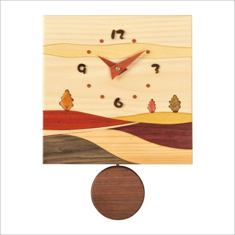 Hokkaido Asahikawa Kobo Pecker J13 Wilderness Scenery Inlaid Wooden Pendulum Clock - Clocks - Wood 