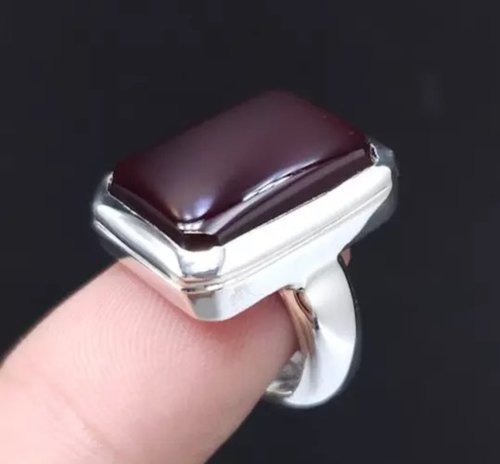 ディープレッド イエメン瑪瑙石 メンズ レディース リング ユニ