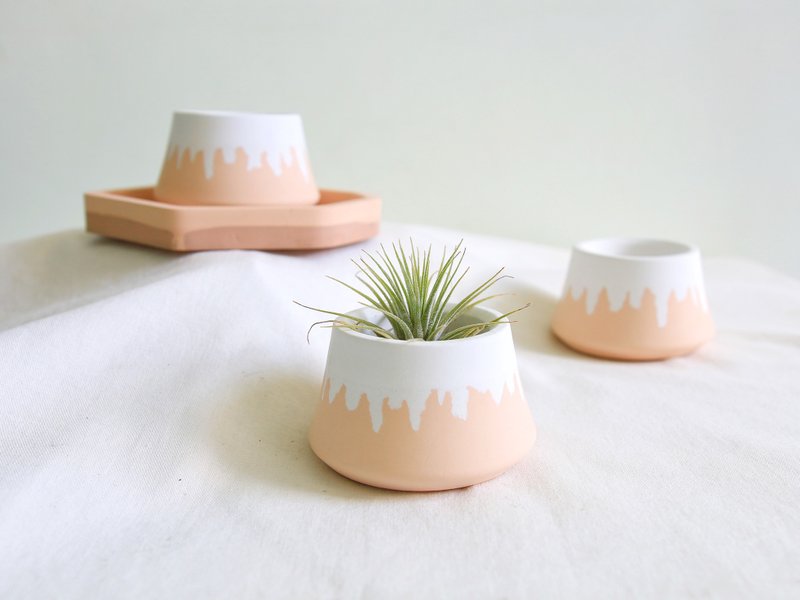 Cement flowerpot/Orange White Mount Fuji【No plants】 - Plants - Cement Green