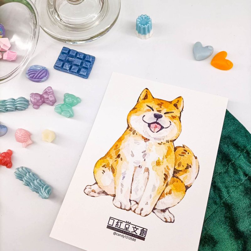 KR474_口紅堂明信片_柴犬16_candy1313588 postcard - 卡片/明信片 - 紙 多色