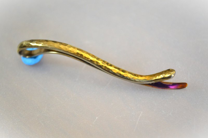 Titanium hairpin, snake-shaped titanium hairpin 66mm - Hair Accessories - Other Metals Gold