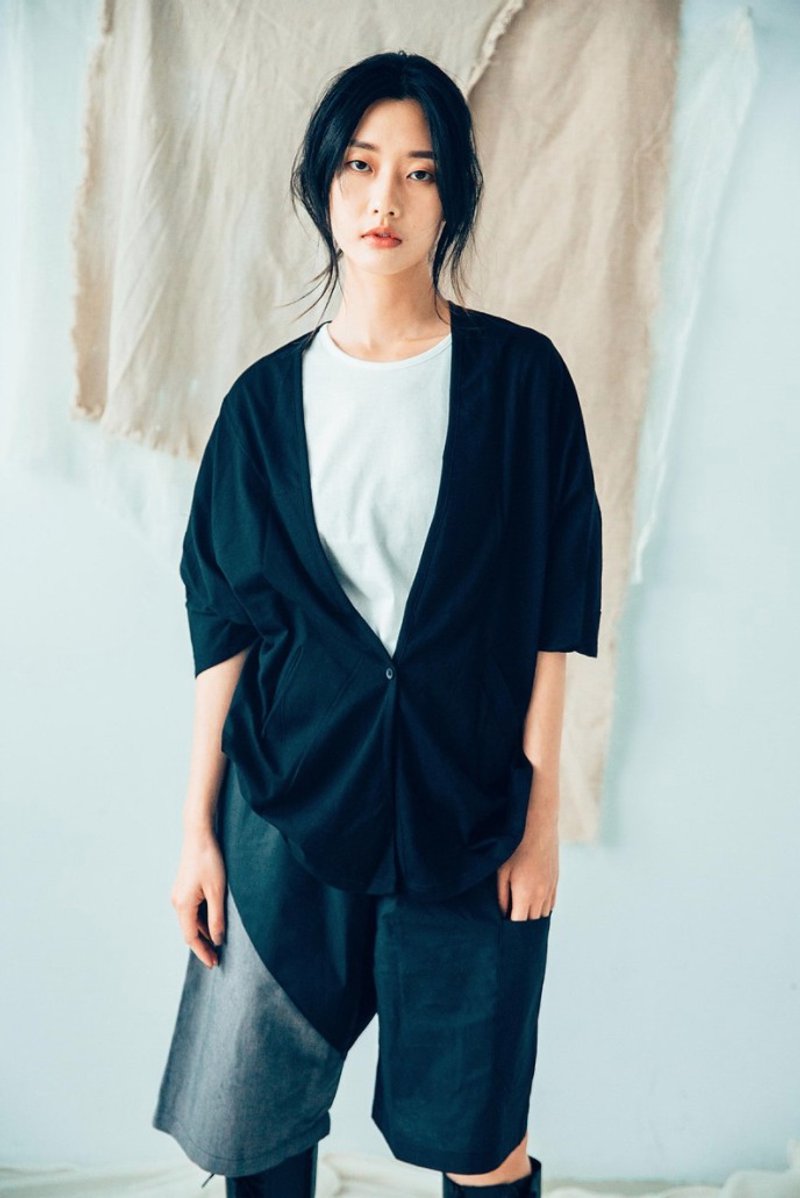 Sleeve Blouse (Black/White) Organic Cotton - Women's Casual & Functional Jackets - Cotton & Hemp Black