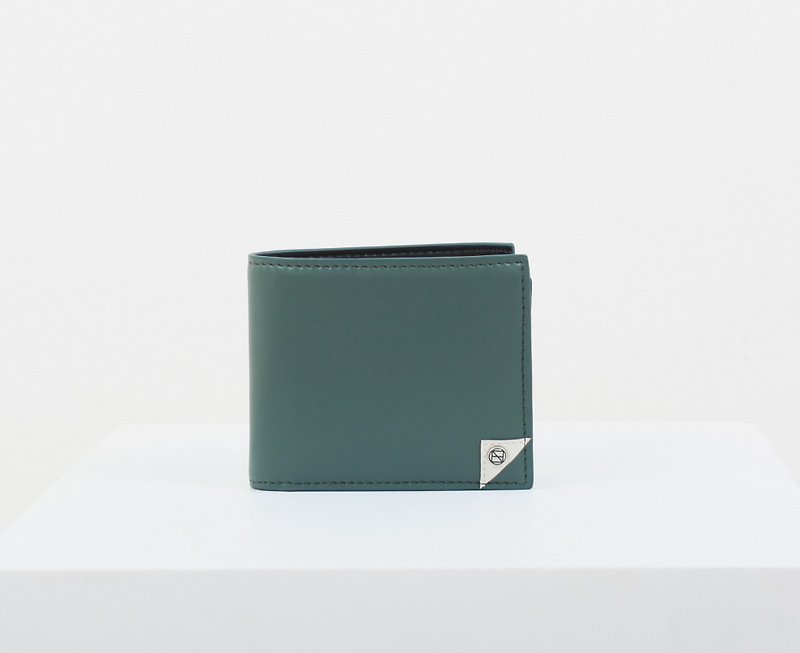 Two-Tone Bifold Wallet 素皮革折疊錢包 ( 綠色 x 米白色 ) - 長短皮夾/錢包 - 人造皮革 綠色