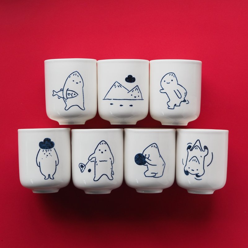 Turtle Water Cup 220ml 【Guishan Turtle Monster Series】 - แก้วมัค/แก้วกาแฟ - เครื่องลายคราม ขาว