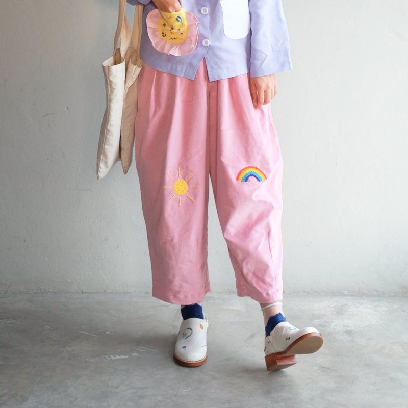 Cotton & Hemp Women's Pants Pink - Come Rain Come Shine Wide Leg Corduroy Pants - Pink