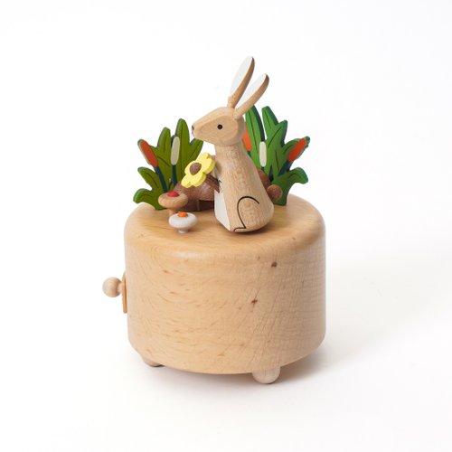 うさぎ　子うさぎ　オルゴール　置物 花と蝶付き うさぎ 子うさぎ オルゴール 置物 花と蝶付き