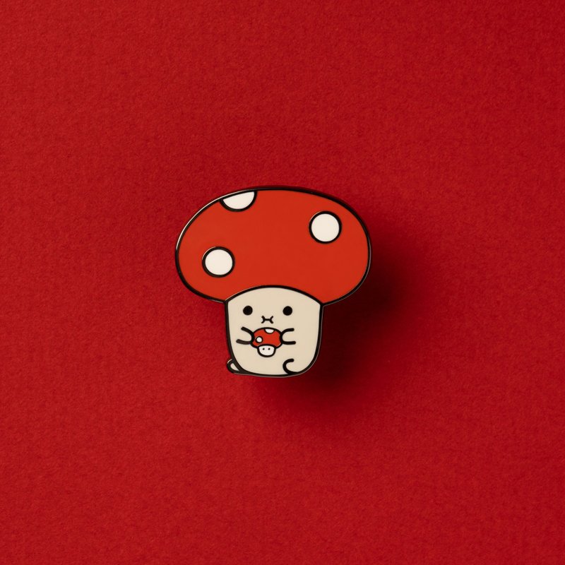 pppppins x Noodoll Ricemogu Enamel Pin - Brooches - Other Metals Red