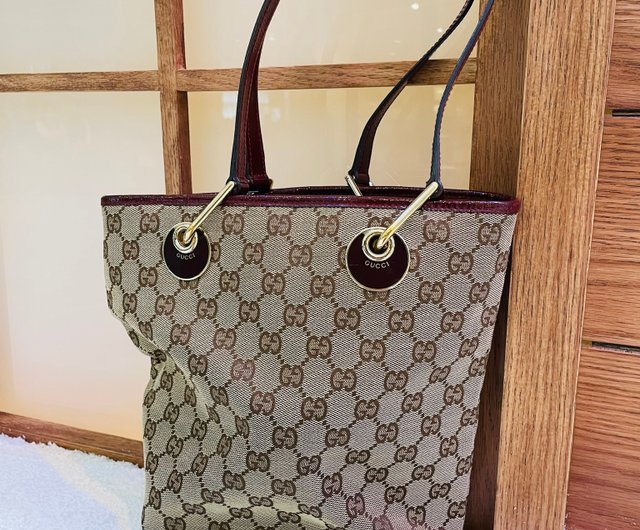 Gucci Vintage Small Canvas Tote 古馳中古帆布側揹袋小號- 設計館