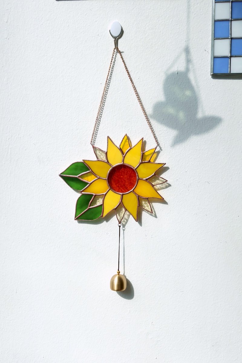 stained glass sunflower doorbell - ของวางตกแต่ง - แก้ว สีเหลือง