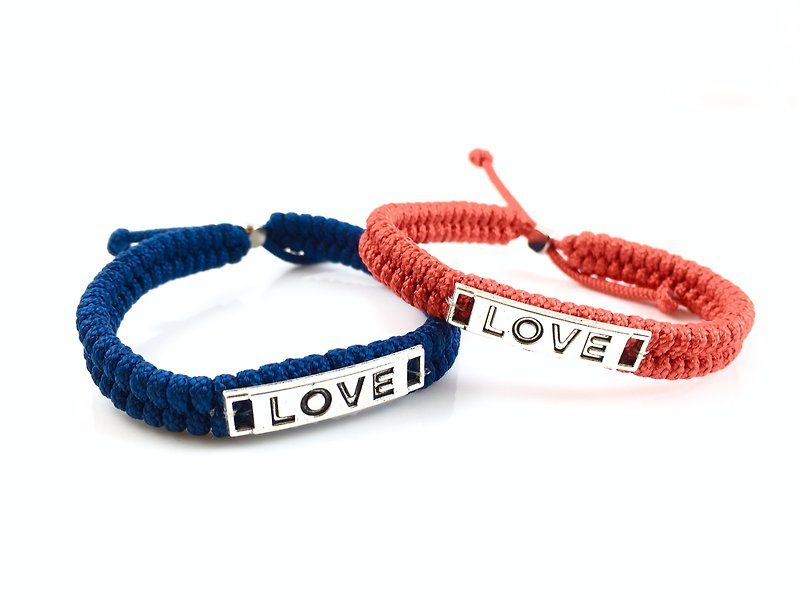 Valentine's flagship product - LOVE [Love] hand rope combination together away! (Dark blue & red) - สร้อยข้อมือ - ผ้าฝ้าย/ผ้าลินิน หลากหลายสี