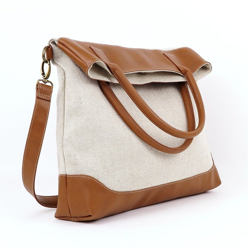 Fold tote - natural sackcloth - Handbags & Totes - Other Materials White