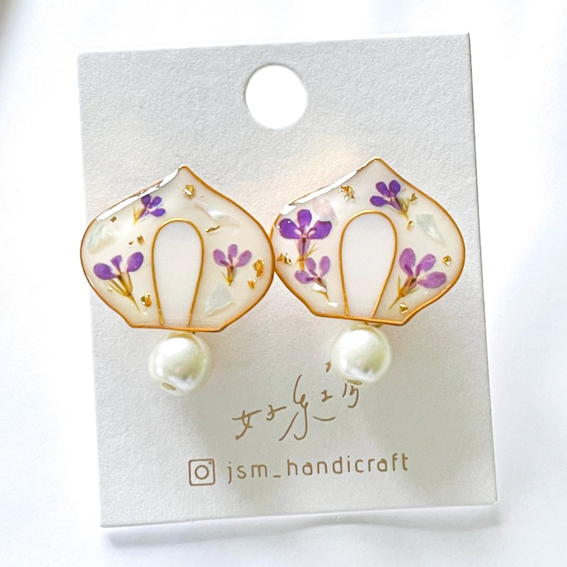 1920s Earrings -Lobelia | cloisonné - ต่างหู - เรซิน ขาว