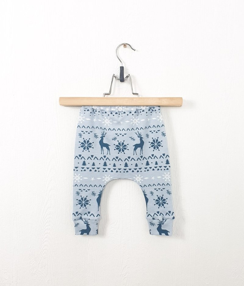 Blue Christmas baby pants, baby girl pants, baby boy pants, Holiday baby pants - 男/女童長褲/短褲 - 棉．麻 多色