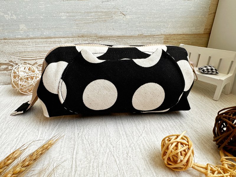 Oxford cloth large dot handmade cat ear shape large capacity pencil case/cosmeti - Toiletry Bags & Pouches - Cotton & Hemp Black